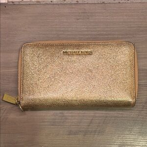 Michael Kors Shimmering Gold Wallet or wristlet, missing strap. EUC